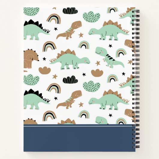 Cute Mint Green Dinosaur Pattern Notitieboek (Achterkant)
