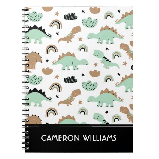 Cute Mint Green Dinosaur Pattern Notitieboek (Voorkant)