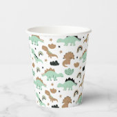 Cute Mint Green Dinosaur Pattern Papieren Bekers (Achterkant)