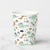 Cute Mint Green Dinosaur Pattern Papieren Bekers (Rechts)
