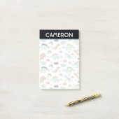 Cute Mint Green Dinosaur Pattern Post-it® Notes (Op bureau)
