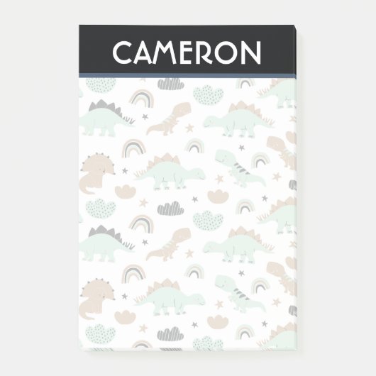 Cute Mint Green Dinosaur Pattern Post-it® Notes (Voorkant)