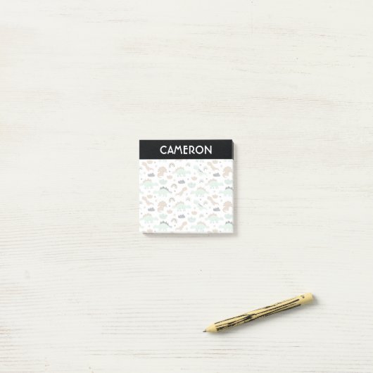Cute Mint Green Dinosaur Pattern Post-it® Notes (Op bureau)