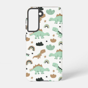 Cute Mint Green Dinosaur Pattern Samsung Galaxy Hoesje