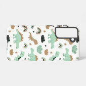 Cute Mint Green Dinosaur Pattern Samsung Galaxy Hoesje (Achterkant horizontaal)