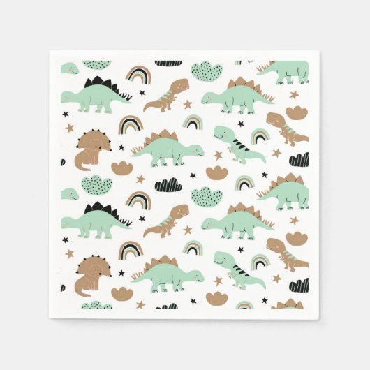 Cute Mint Green Dinosaur Pattern Servet (Voorkant)