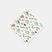 Cute Mint Green Dinosaur Pattern Servet (Hoek)