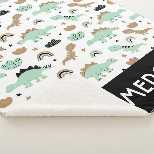 Cute Mint Green Dinosaur Pattern Sherpa Deken (3/4)