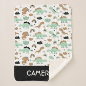 Cute Mint Green Dinosaur Pattern Sherpa Deken (Voorkant)