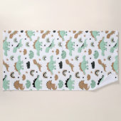 Cute Mint Green Dinosaur Pattern Strandlaken (Voorkant)