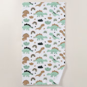 Cute Mint Green Dinosaur Pattern Strandlaken (Voorkant)