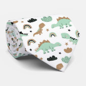 Cute Mint Green Dinosaur Pattern Stropdas (Opgerold)