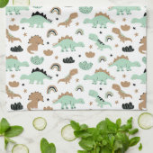 Cute Mint Green Dinosaur Pattern Theedoek (Gevouwen)