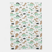 Cute Mint Green Dinosaur Pattern Theedoek (Verticaal)