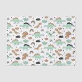 Cute Mint Green Dinosaur Pattern Tissuepapier (Voorkant)