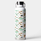 Cute Mint Green Dinosaur Pattern Waterfles (Achterkant)