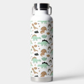 Cute Mint Green Dinosaur Pattern Waterfles (Voorkant)