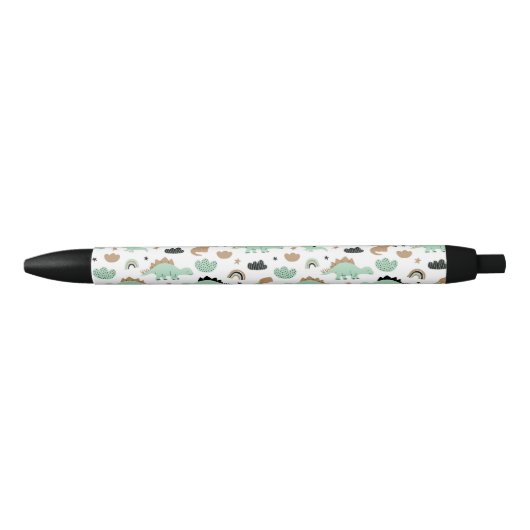 Cute Mint Green Dinosaur Pattern Zwarte Inkt Pen (Voorkant)