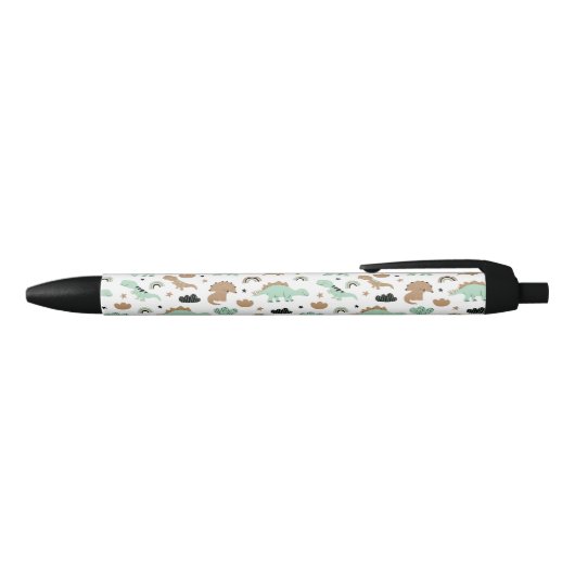 Cute Mint Green Dinosaur Pattern Zwarte Inkt Pen (Bovenkant)