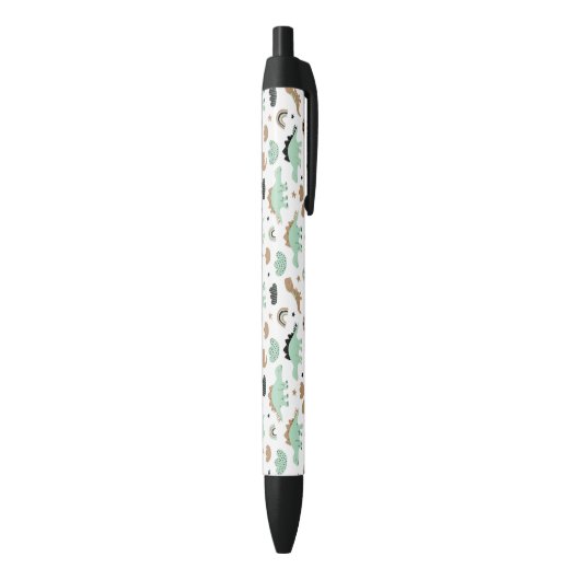 Cute Mint Green Dinosaur Pattern Zwarte Inkt Pen (Achterkant (Verticaal))