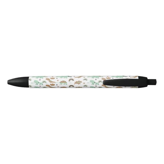 Cute Mint Green Dinosaur Pattern Zwarte Inkt Pen (Achterkant)