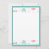 Cute Mint Green Elephant Baby shower Bedankkaart (Achterkant)