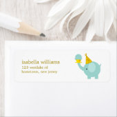 Cute Mint Green Elephant Birthday Party Etiket (Insitu)