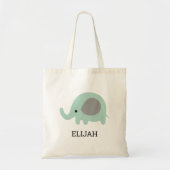 Cute Mint Green Elephant Kinderen Personalized Tote Bag (Voorkant)
