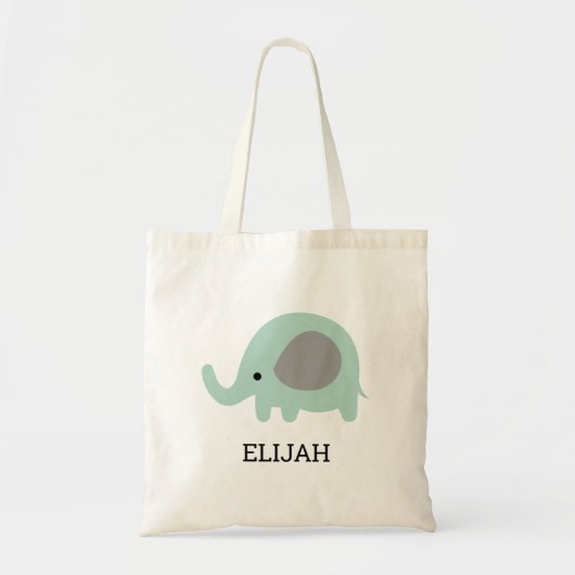 Cute Mint Green Elephant Kinderen Personalized Tote Bag (Voorkant)