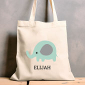 Cute Mint Green Elephant Kinderen Personalized Tote Bag