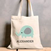 Cute Mint Green Elephant Kinderen Personalized Tote Bag