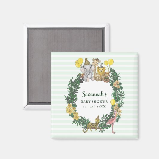Cute Mint Green Gender Neutral Safari Baby shower Magneet (Voorkant / Achterkant)