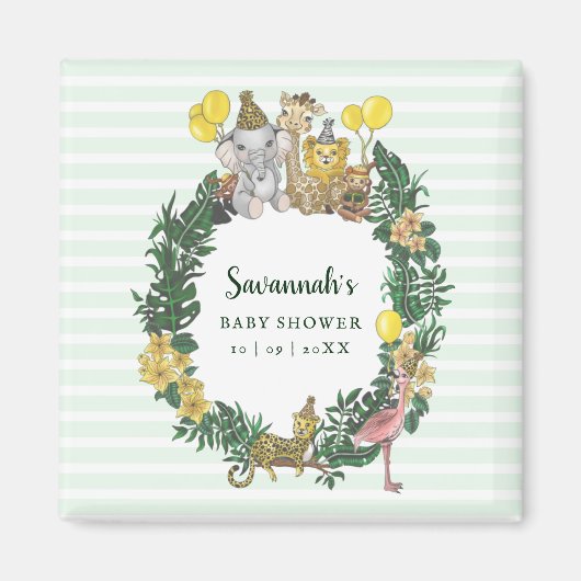 Cute Mint Green Gender Neutral Safari Baby shower Magneet (Voorkant)