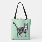 Cute Mint Green Girls Tabby Cat Grocery Canvas tas (Achterkant)