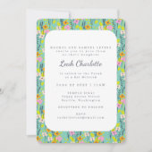 Cute Mint Green Pink Floral Flowers Bat Mitzvah Kaart (Voorkant)