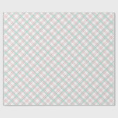 Cute Mint Green & Pink Tartan Pset Wrapping Paper Cadeaupapier (Vlak)