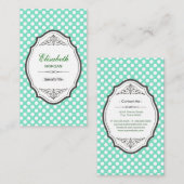 Cute Mint Green Polka Dots Elegant Lijst Visitekaartje (Voorkant / Achterkant)