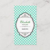 Cute Mint Green Polka Dots Elegant  Lijst Visitekaartje (Voorkant)