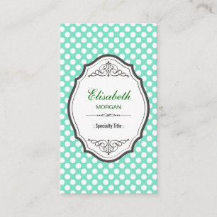 Cute Mint Green Polka Dots Elegant  Lijst Visitekaartje