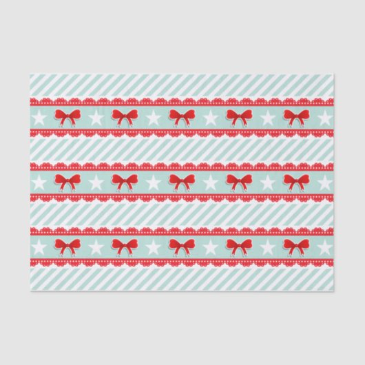 Cute Mint Green, Red, White Kerstpattern Tissuepapier (Voorkant)