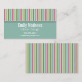 Cute Mint Green & Roze Stripes Visitekaartje (Voorkant / Achterkant)