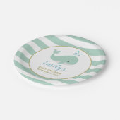 Cute Mint Green Whale Baby shower Papieren Bordje (Gekanteld)