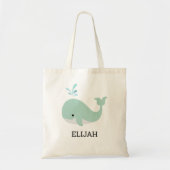 Cute Mint Green Whale Kinderen Personalized Tote Bag (Voorkant)