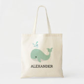 Cute Mint Green Whale Kinderen Personalized Tote Bag (Voorkant)