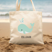 Cute Mint Green Whale Kinderen Personalized Tote Bag