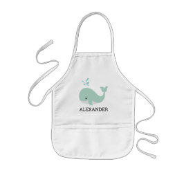 Cute Mint Green Whale Personalized Kinder Schort