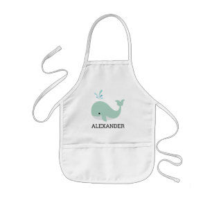 Cute Mint Green Whale Personalized Kinder Schort