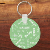 Cute Mint Green Word Art Cloud Hex Name Custom Sleutelhanger (Voorkant)