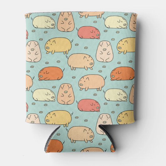 Cute Mint Pig Pattern Blikjeskoeler (Voorkant)