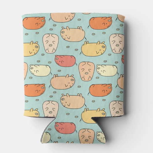 Cute Mint Pig Pattern Blikjeskoeler (Achterkant)